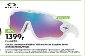 XXL Sport Oakley jawbreaker polished white w/prizm sapphire snow, multisportbrille, unisex tilbud