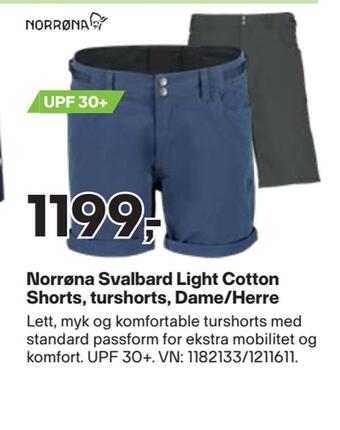 XXL Sport Norrøna svalbard light cotton shorts, turshorts, dame/herre tilbud