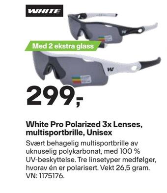 XXL Sport White pro polarized 3x lenses, multisportbrille, unisex tilbud