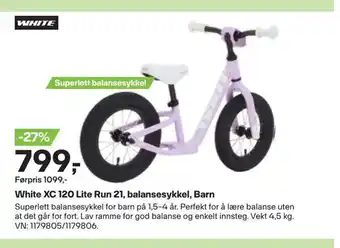 XXL Sport White xc 120 lite run 21, balansesykkel, barn tilbud