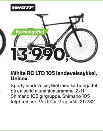 XXL Sport White rc ltd 105 landeveissykkel, unisex tilbud