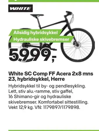 XXL Sport White sc comp ff acera 2x8 mns 23, hybridsykkel, herre tilbud