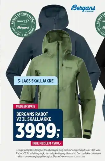 Sport 1 BERGANS RABOT V2 3L SKALLJAKKE tilbud