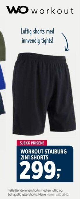 Sport 1 WORKOUT STAIBURG 2IN1 SHORTS tilbud