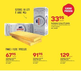 Byggmax Isolasjon ursa 37 plate tilbud