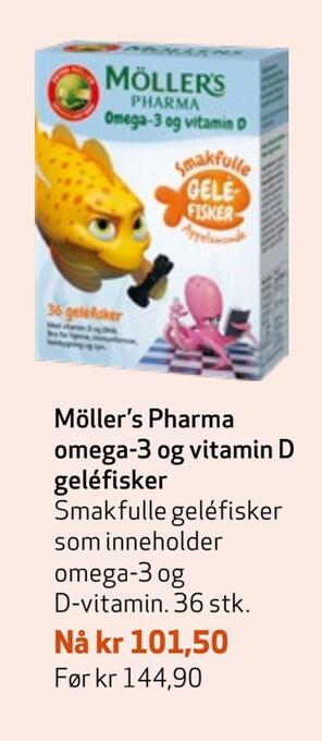 Apotek 1 Möller's pharma omega-3 og vitamin d geléfisker tilbud