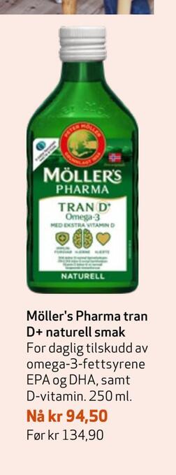 Apotek 1 Möller's pharma tran d+ naturell smak tilbud
