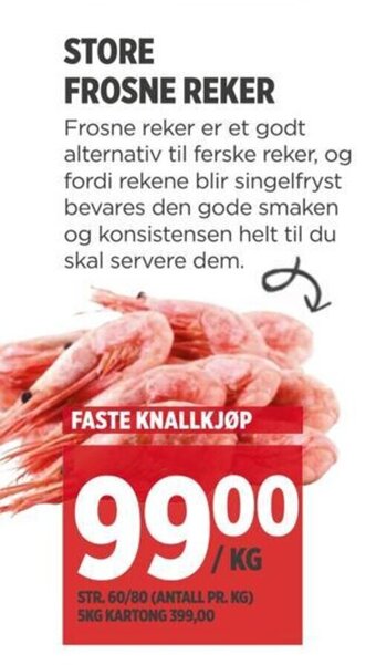 Meny STORE FROSNE REKER tilbud