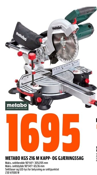 Coop Obs METABO KGS 216 M KAPP- OG GJÆRINGSSAG tilbud