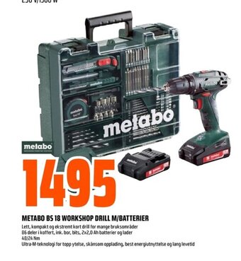 Coop Obs METABO BS 18 WORKSHOP DRILL M/BATTERIER tilbud