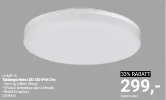 Elektroimportøren NAMRON Taklampe Meta LED 220 IP44 Dim tilbud