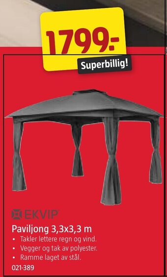 Jula Paviljong 3,3x3,3 m tilbud
