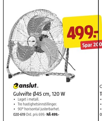Jula Gulvvifte Ø45 cm, 120 W tilbud
