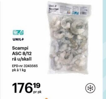 Storcash Scampi ASC 8/12 rå u/skall tilbud