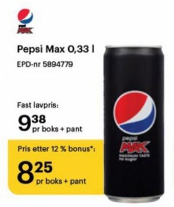 Storcash Pepsi Max 0,33 l tilbud