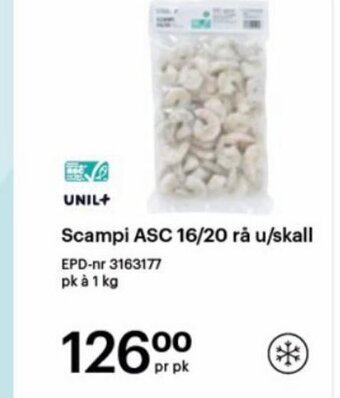Storcash Scampi ASC 16/20 rå u/skall tilbud