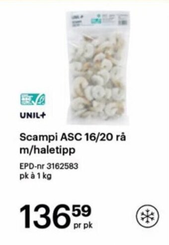 Storcash Scampi ASC 16/20 rå m/haletipp tilbud
