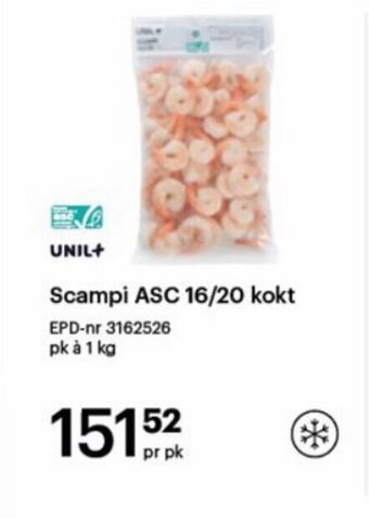 Storcash Scampi ASC 16/20 kokt tilbud