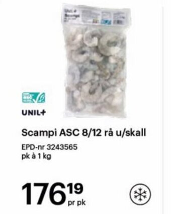 Storcash Scampi ASC 8/12 rå u/skall tilbud