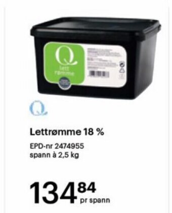 Storcash Lettrømme 18% tilbud
