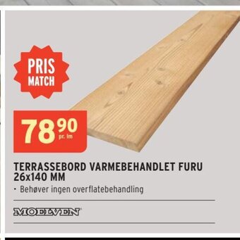 Montér TERRASSEBORD VARMEBEHANDLET FURU 26x140 MM tilbud