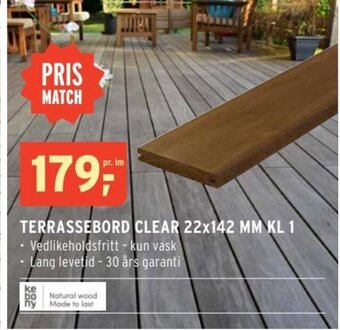 Montér TERRASSEBORD CLEAR 22x142 MM KL 1 tilbud