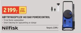 Montér HØYTRYKKSPYLER 140 BAR POWERCONTROL tilbud