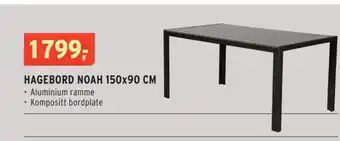 Montér HAGEBORD NOAH 150x90 CM tilbud