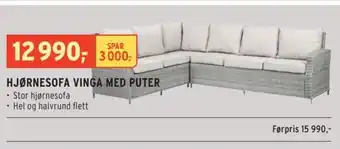 Montér HJØRNESOFA VINGA MED PUTER tilbud