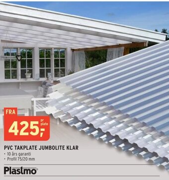 Montér PVC TAKPLATE JUMBOLITE KLAR tilbud