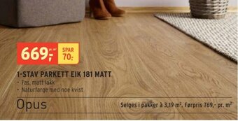 Montér 1-STAV PARKETT EIK 181 MATT tilbud