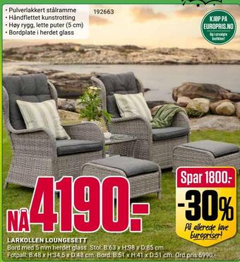 Europris Larkollen loungesett tilbud