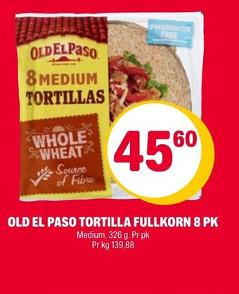 Coop Extra OLD EL PASO TORTILLA FULLKORN 8 PK tilbud