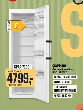 Skousen Gorenje kjøleskap rs619eaw6 tilbud