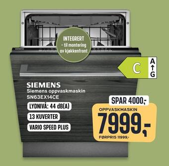 Skousen Siemens oppvaskmaskin tilbud
