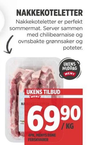 Meny NAKKEKOTELETTER tilbud