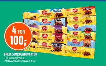 Coop Obs Freia sjokoladeplater tilbud