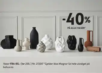 Bohus 40% på alle vaser* tilbud