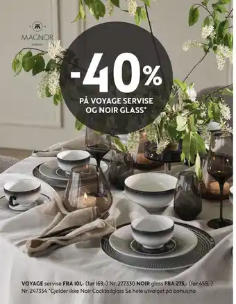Bohus -40% på voyage servise og noir glass tilbud
