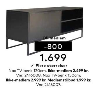Skeidar Nox tv-benk tilbud