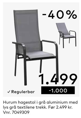 Skeidar Hurum hagestol tilbud