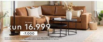 Skeidar Rocket hjørnesofa oppsett 7 i eco-hud cognac med sorte ben tilbud