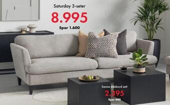 Fagmøbler Saturday 3-seter stoff soro tilbud