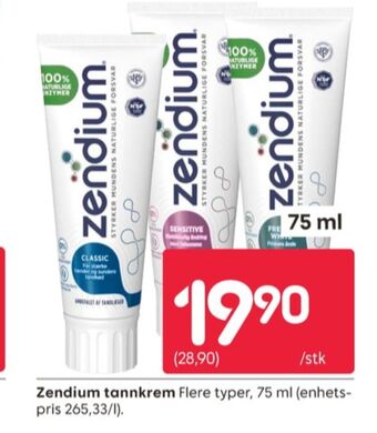 Rusta Zendium tannkrem tilbud