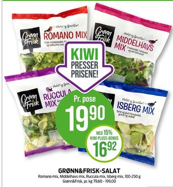 Kiwi Grønn og frisk salat tilbud