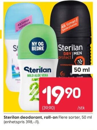 Rusta Sterilan roll-on tilbud