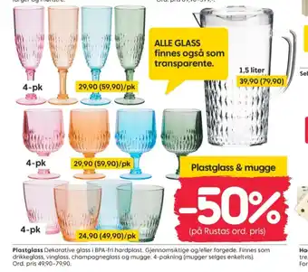 Rusta Ukjent plastglass tilbud
