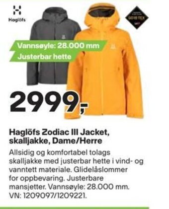 XXL Sport Haglöfs Zodiac III Jacket, skalljakke, Dame/Herre tilbud
