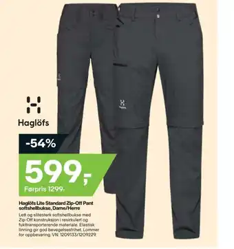 XXL Sport Haglöfs Lite Standard Zip-Off Pant softshellbukse, Dame/Herre tilbud