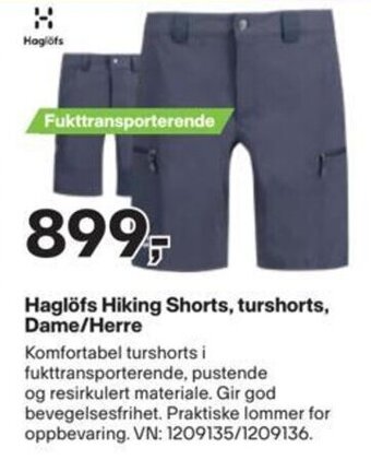 XXL Sport Haglöfs Hiking Shorts, turshorts, Dame/Herre tilbud